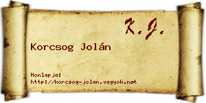 Korcsog Jolán névjegykártya