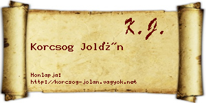 Korcsog Jolán névjegykártya